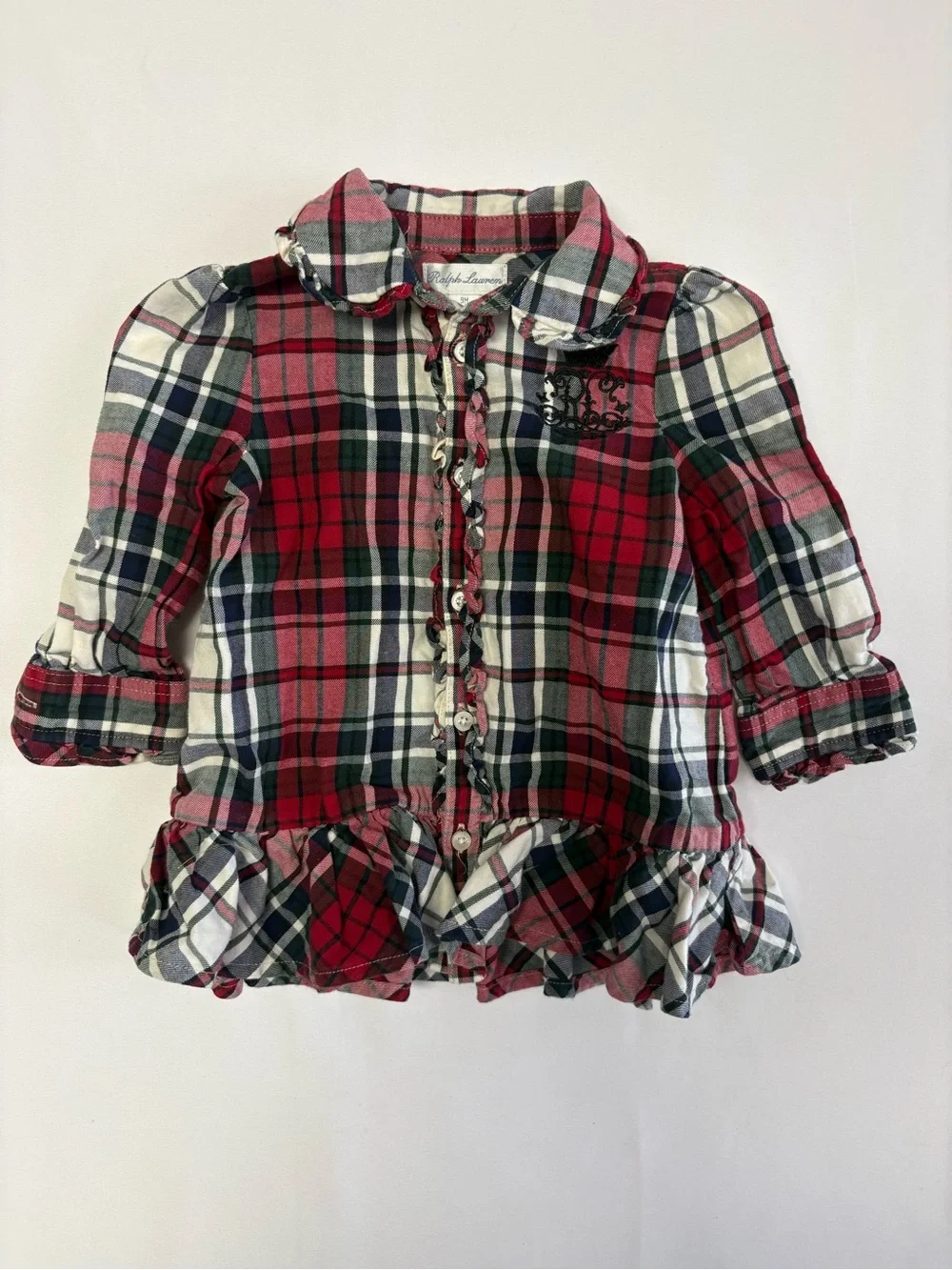 Vintage Ralph Lauren Holiday Plaid Baby Dress 9M